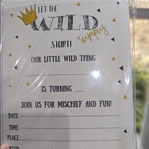 Wild Thing theme birthday invitations.